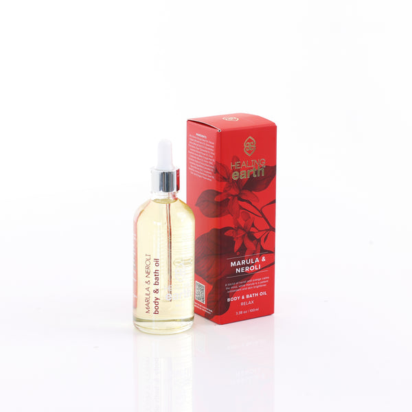 Olio bagno Marula e Neroli Healing Earth per rituale rilassante spa