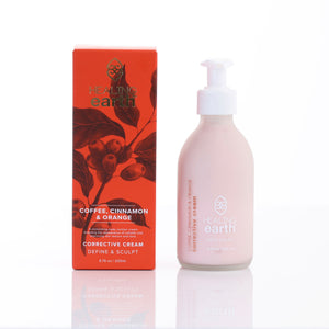 Packaging elegante arancione e oro per Crema corpo Healing Earth caffè cannella arancia skincare naturale